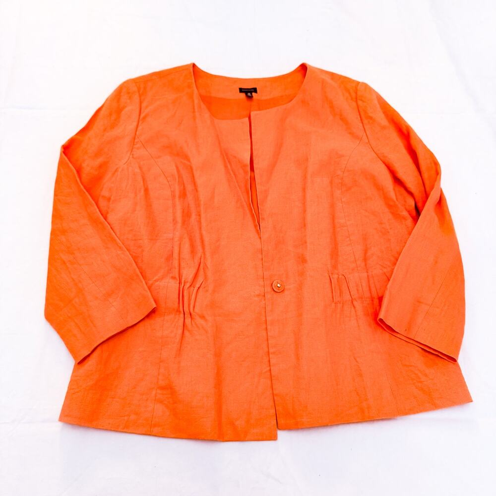 Madison Orange 100% Linen 1-Button Blazer Jacket Size 16